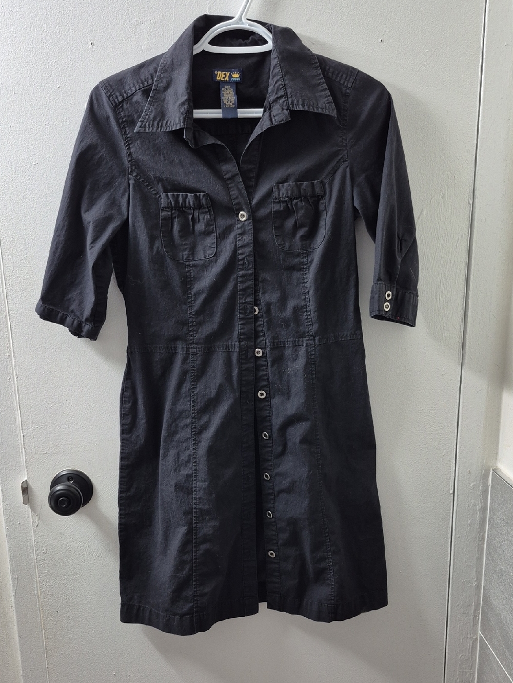Vintage Dex Black Button-Front Shirt Dress